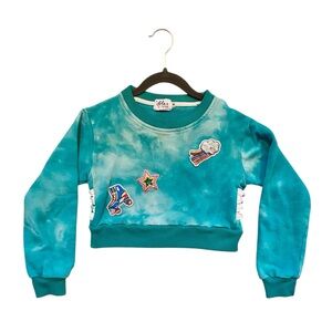 Lola + the Boys kids cropped tie-dye sweatshirt with patches - Size 8